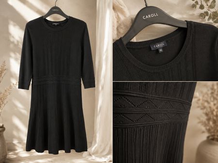 Robe Caroll noire tricotée taille 44 comme neuf❤️