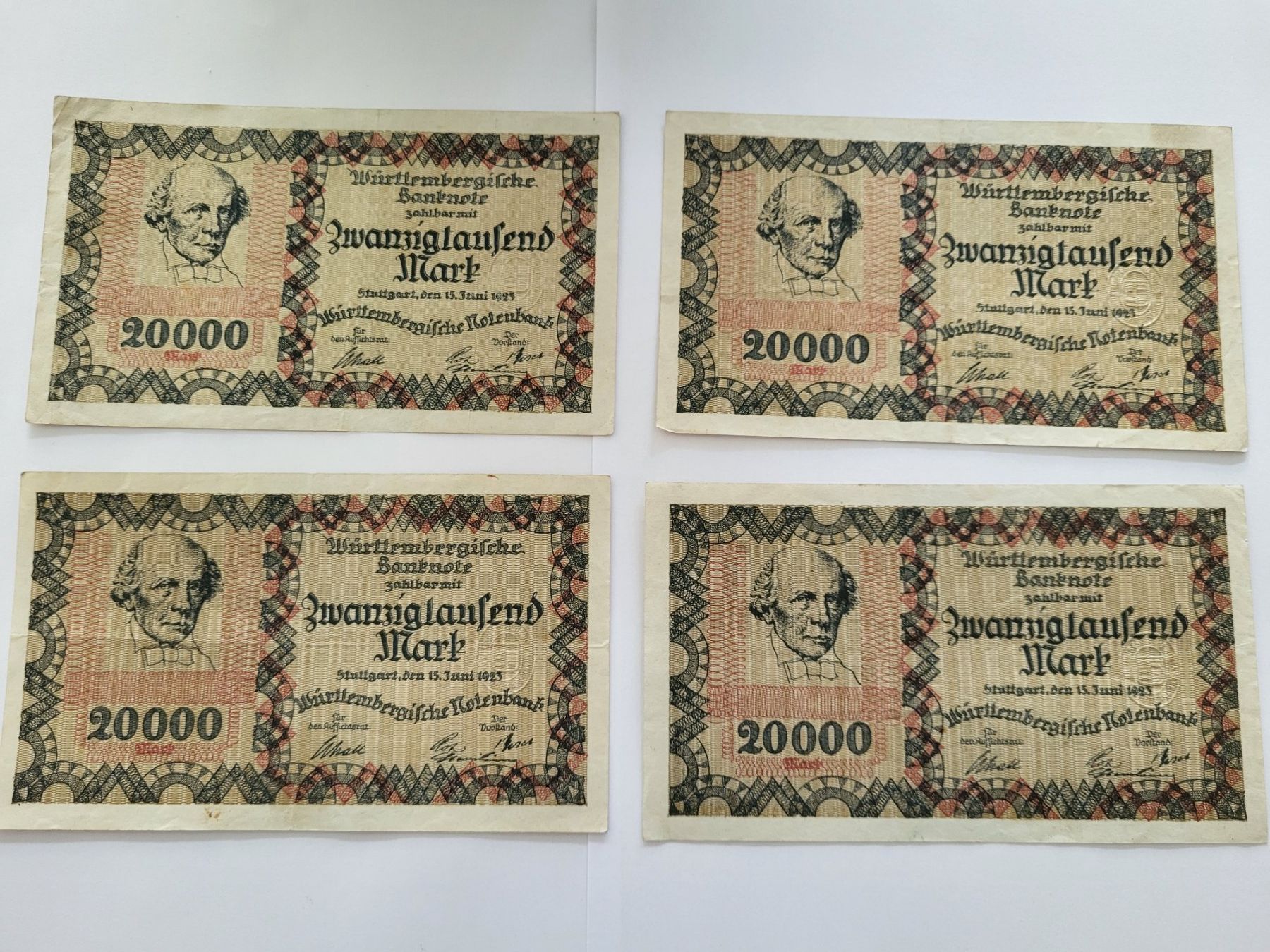 Banconote: 4x 20000 Mark 1923 Württemberg – Usato da Pravidondaz venduto da LVtik