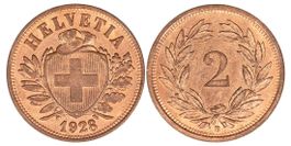 2 Rappen von 1928 (Stempelglanz)