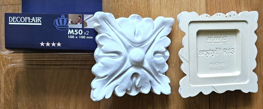 2 x Stuckgips Element Weiss - 10 x 10cm, Vintage Look (Neu und ...
