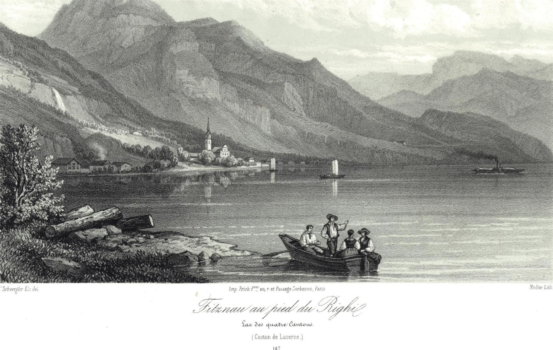 Incisioni: Vitznau  Tonlithographie von Muller selten – Usato da Rafz venduto da Helvet32 1