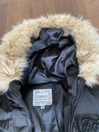 Siksilk Winterjacke mit Pelzkapuze, Schwarz, Grösse M