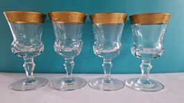 4 edle Weingläser mit Goldrand, Vintage Look!