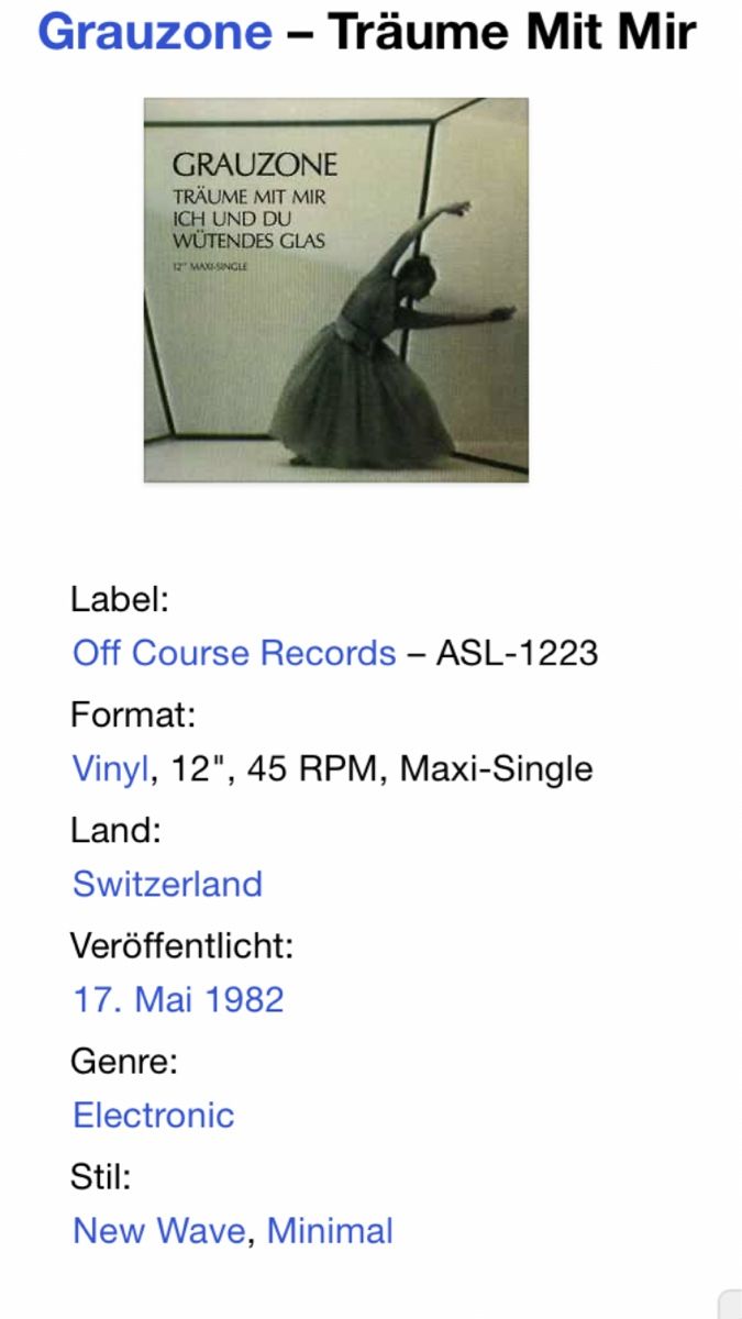 Dischi in vinile: Grauzone. 1982. Switzerland. Maxi. Träume Mit Mir – Usato da Faulensee venduto da Mizuno06 5