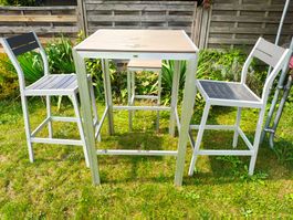 Gartenset: Stehtisch mit 2 Stühlen und 1 Hocker