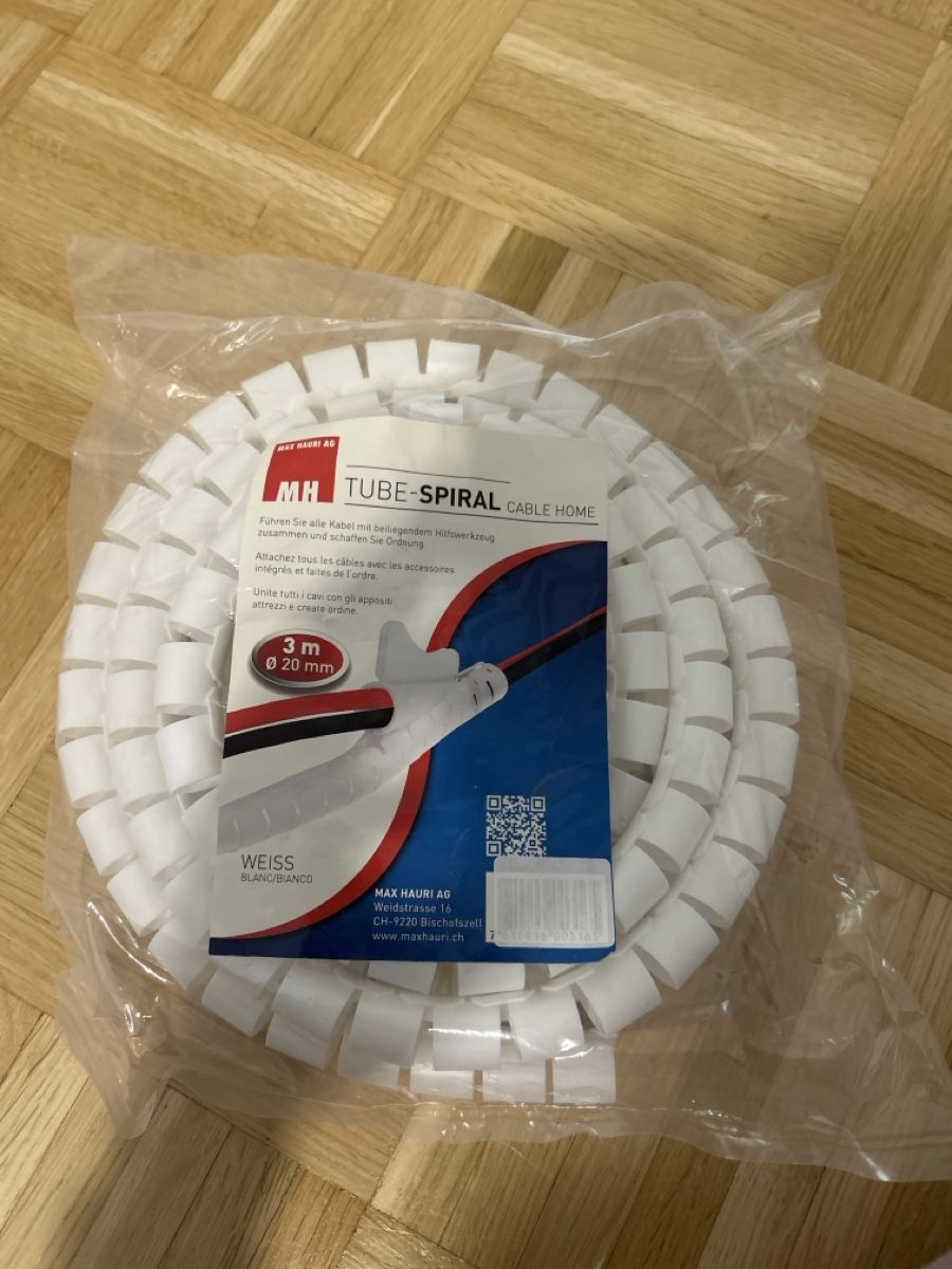 Othmro Avvolgicavo a spirale per computer e cavi elettrici (diametro 16 mm, lunghezza 1,5 m, grigio