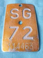 Velonummer SG 72 gelb