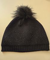 S.Oliver Winter Mütze Schwarz Glitzer Bommel