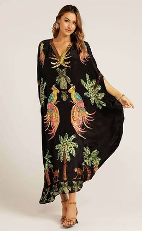 Süsse Kaftan Sommerkleid mit tropischem Print Grösse XL 🏝️