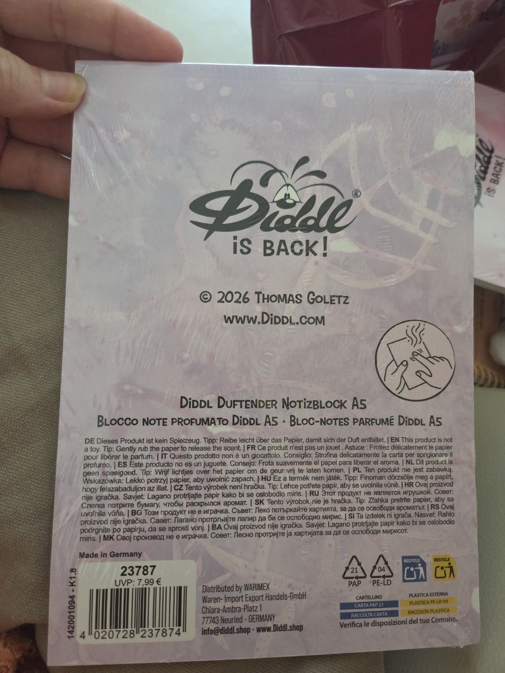 Blocs de correspondance: Diddl is back Notizblock, A5 mit Vanilleduft – Neuf avec emballage d'origine à Altendorf par mic_px66 1