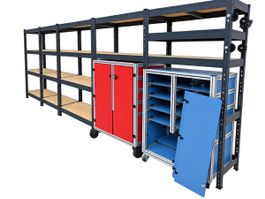 Werkstattregale und Zwei Rollwagen 