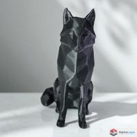 Low Poly Wolf 3D Printed Decorative Figure Black