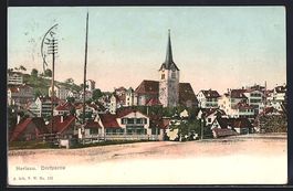 AK Herisau, Dorfpartie mit Kirche, 1918