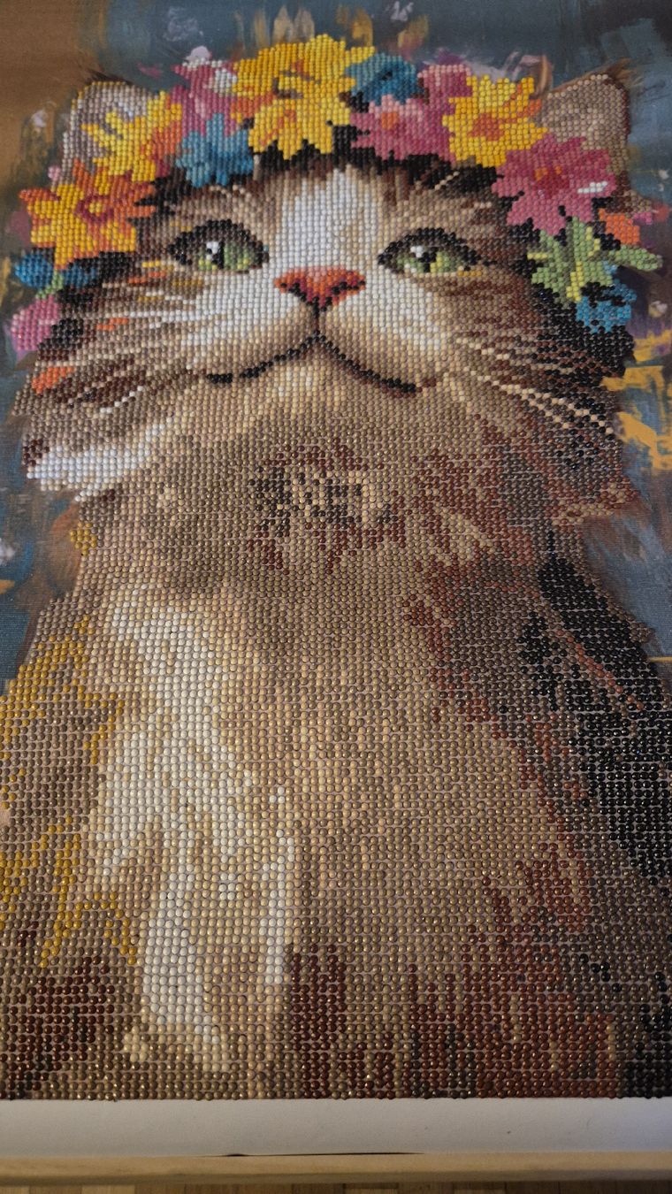 Dipinti: Chat diamond painting terminé - "Chat aux fleurs" - Déco mur – Usato da Mühleberg venduto da jix_fy98 1