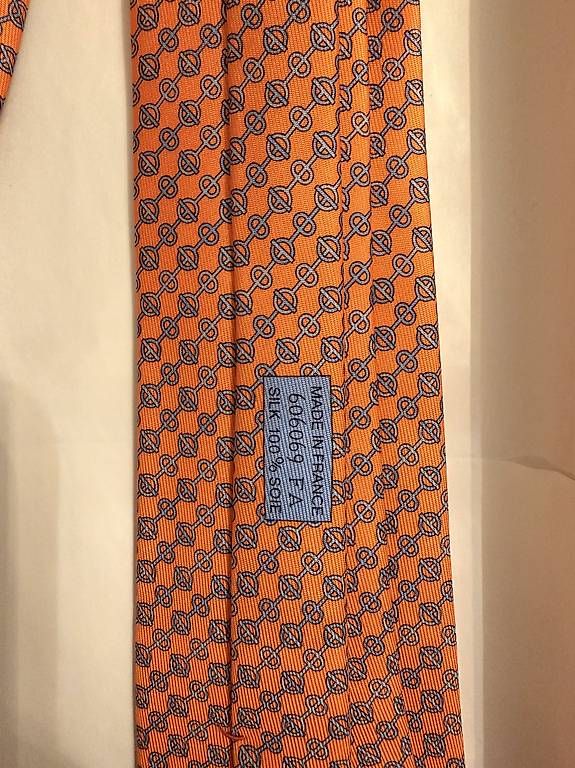 Cravatte: Hermès Krawatte + Einstecktuch ? 100% Seide ? Orange/Blau – Usato da Zürich venduto da leo_zx2x 4