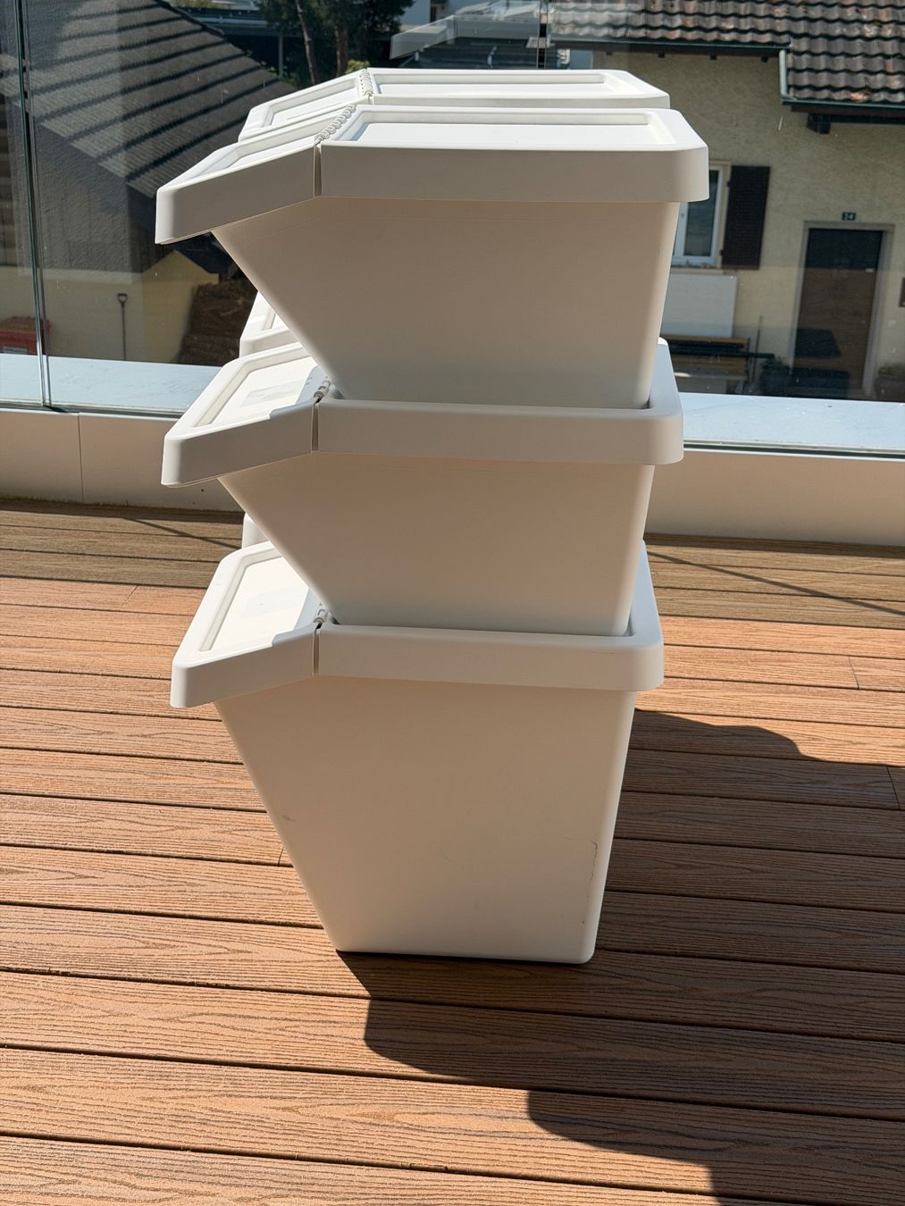 Ikea Cestini per rifiuti: 6er-Set Recycling-Boxen weiss / Stapelbare Abfalltrennsystem – Usato da Aarau Rohr venduto da HappyKoala 3