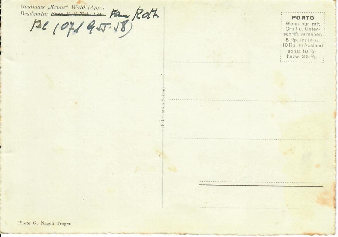 Cartoline postali: Gasthaus Krone Wald App. – Usato da Hochdorf venduto da Ziegel-16 1