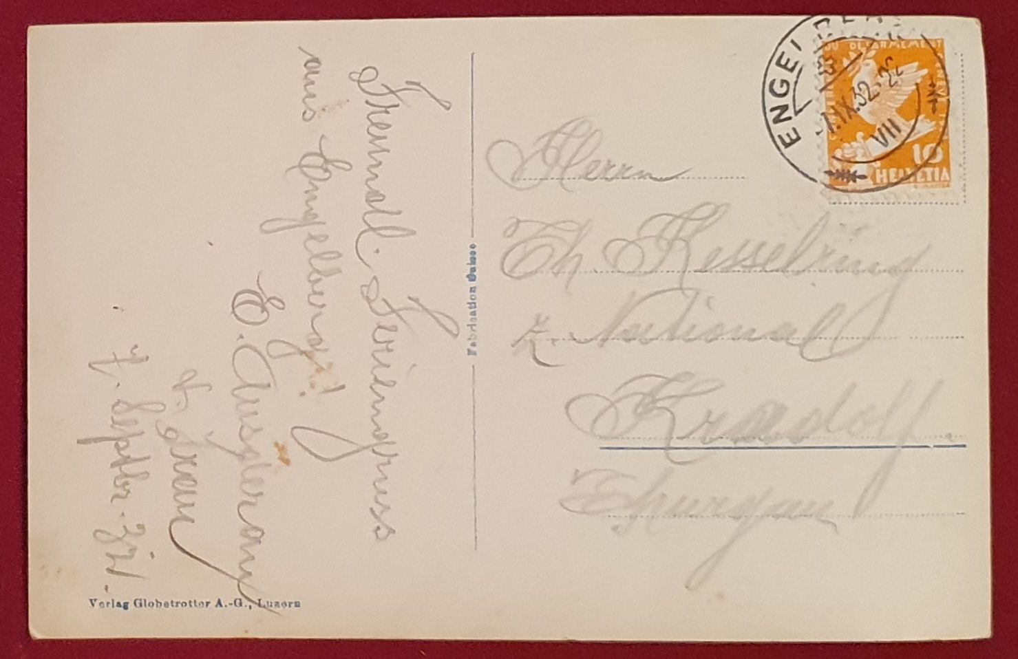 Cartoline postali: Engelberg 1932 - Gschneit – Usato da Kreuzlingen venduto da Rschweiz1 1
