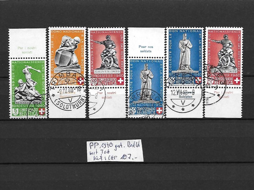 Alle Briefmarken: PP 1940 mit Tab gest. Restlot Kat: CHF 107.- – Gebraucht aus Basel von Ilp