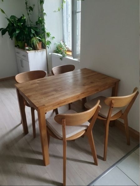 Tavoli: Ensemble table et 4 chaises en beau bois – Nuovo (secondo la descrizione) da Travers venduto da Katerinaaa84
