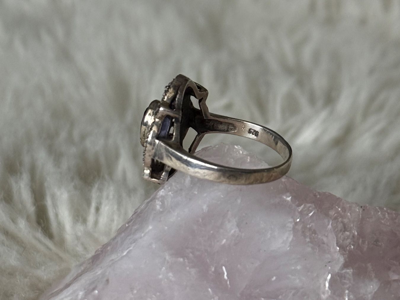 Anelli: Vintage Silberring 925 mit lila Stein – Usato da Istighofen venduto da Ringparadies 1