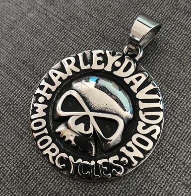 Pendentif Harley Davidson En Acier Inoxydable Argenté - Neuf Sans Emballage