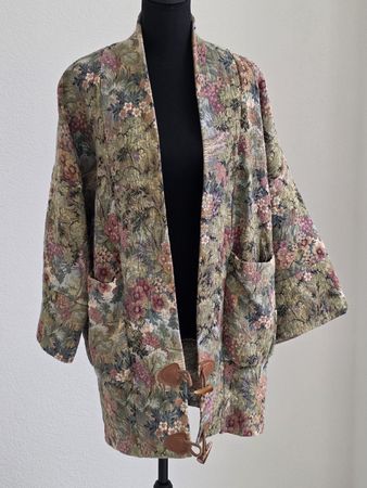 Vintage Gobelin Jacke/Tapestry Mantel -Boho Kimono Style,M/L