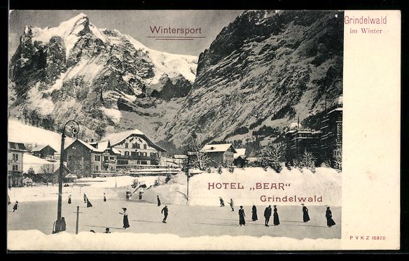 Cartoline postali: AK Grindelwald, Hotel Bear im Winter – Usato da Berlin venduto da bartko-reher