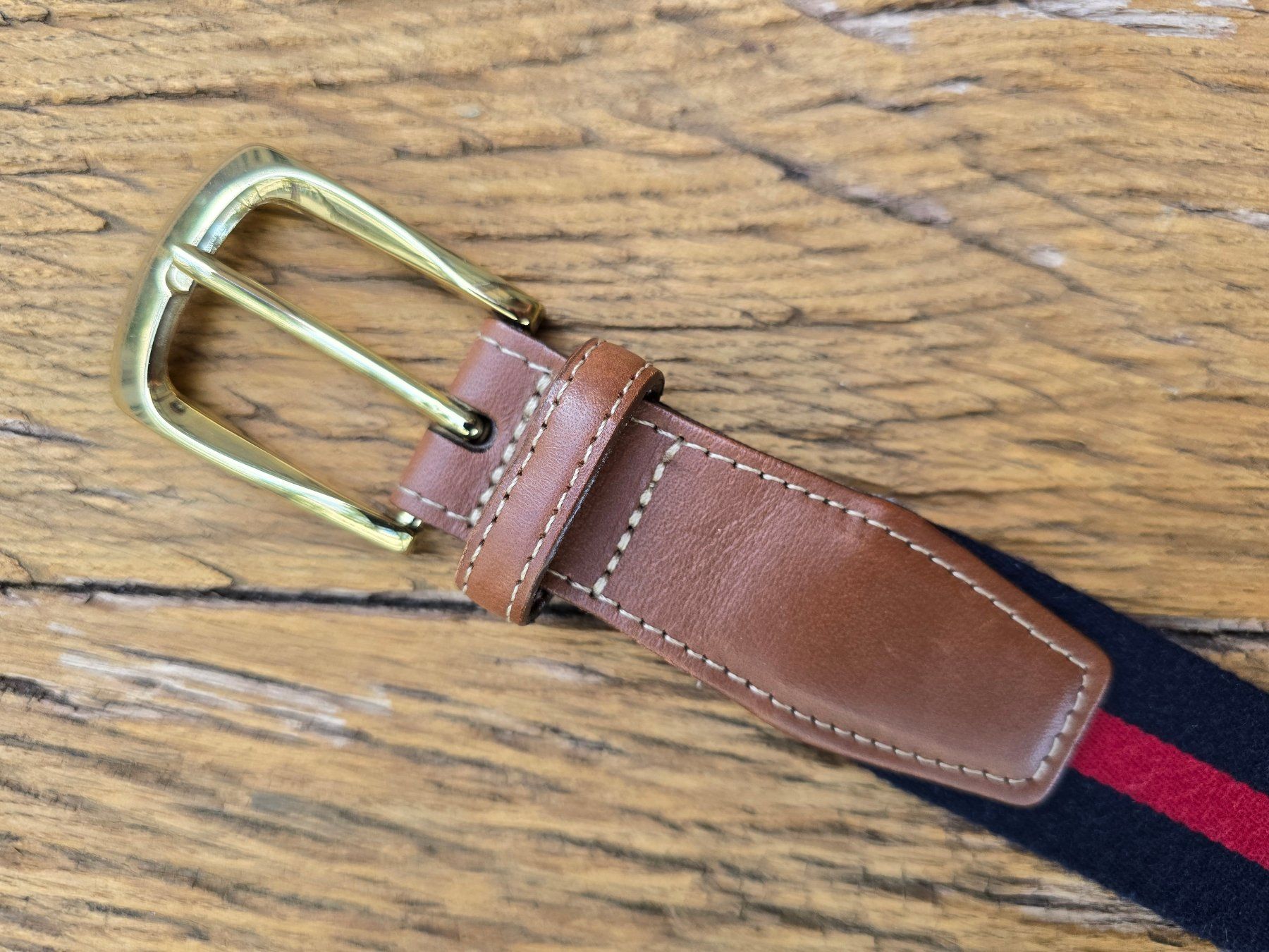 Gürtel: Leder: Gürtel Leder braun/Stoff – Gebraucht aus Romanshorn von Rachacha 3