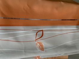 Vorhang orange beige mit Blattmuster guter Zustand