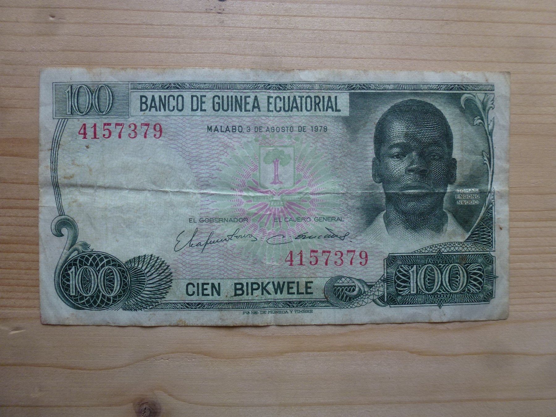 Billets de banque: Guinea Ecuatorial ++ 100 Bipkwele 1979 – D'occasion à Walkringen par Casablanca777
