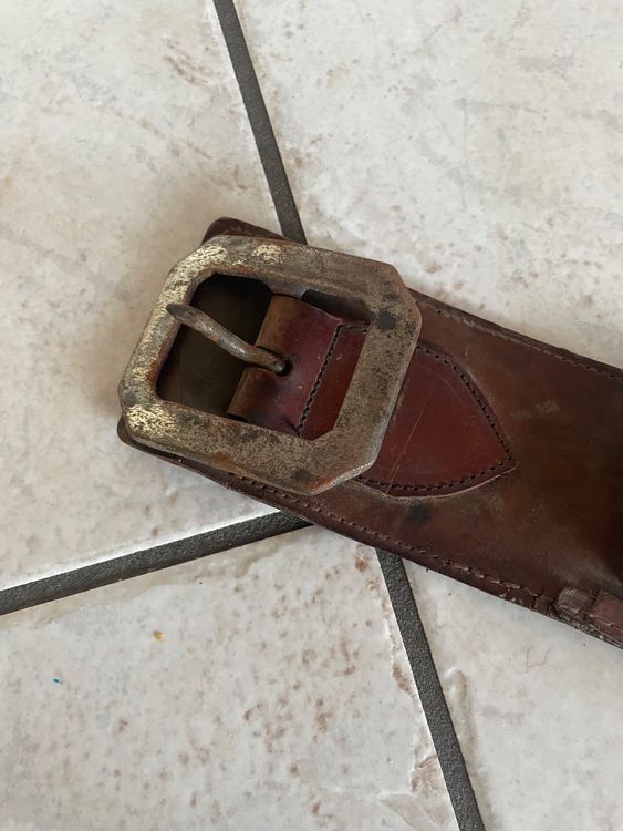 Cartouchière Ceinture Ancienne En Cuir – France – Vintage – Porte-cartouches