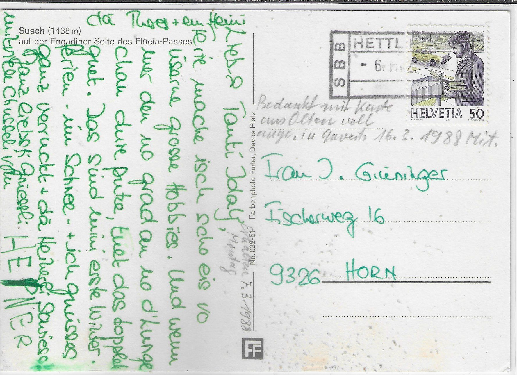 Cartoline postali: Susch im Winter – Usato da Ettingen venduto da Kartenplanet 1