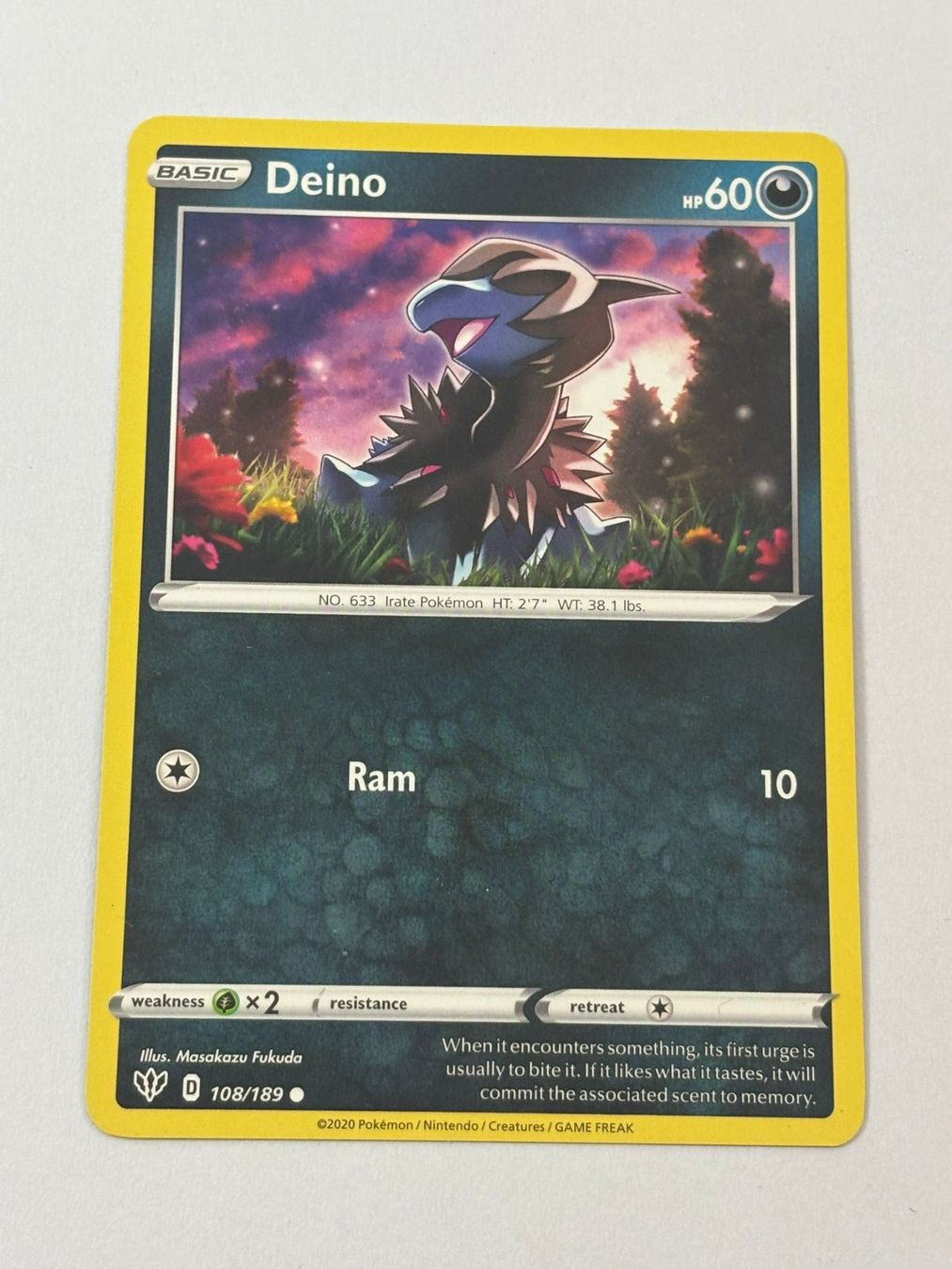 Pokémon Sammelbilder & Trading cards: Pokemon-Karte Deino 108/189 – Gebraucht aus Herisau von Seyashop1