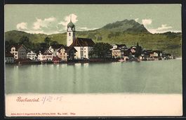 AK Beckenried, Uferpartie mit Kirche