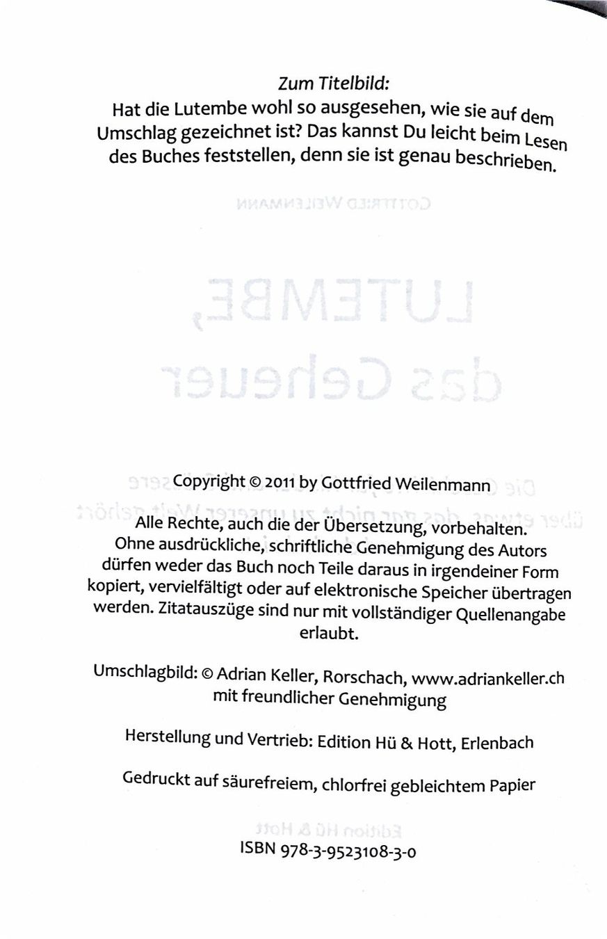 Libri: Weilenmann  Gottfried, Lutembe, das Geheuer – Nuovo (secondo la descrizione) da Sarnen venduto da Livres 2