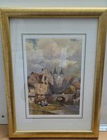 Original-Aquarell 19. Jh.: Saint-Maurice VS mit Rhonebrücke