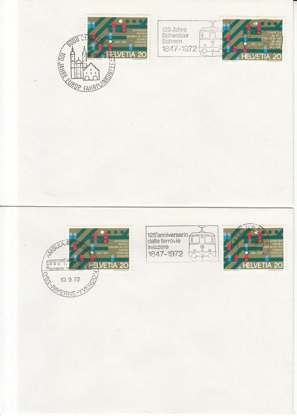 Alle Briefmarken: 125 Jahre Schweizer Bahnen – Gebraucht aus Bürglen TG von StampGraf 1