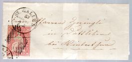 BELEG MIT STRUBEL 1857 SCHWARZE RAUTE UND STEMPEL ST. GALLEN