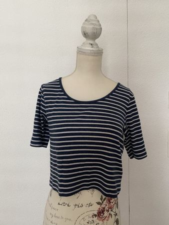 Gestreiftes Crop Top blau/weiss