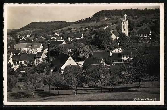 Cartes postales: AK Zeihen /Aarg., Ortsansicht mit Kirche – D'occasion à Berlin par bartko-reher