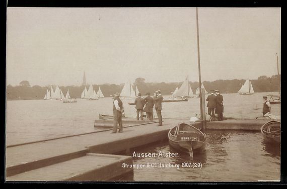 Cartoline postali: Hamburg-Uhlenhorst, Segelboote auf der A – Usato da Berlin venduto da bartko-reher