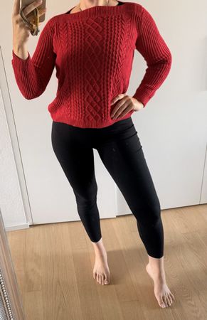 Damen Pullover  Zopfmuster Tommy Hilfiger rot 36 XS neuwerti