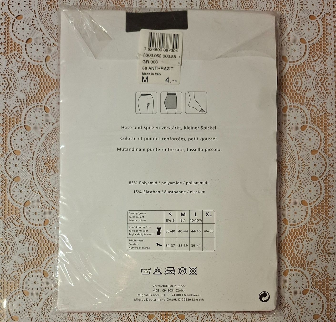 Migros Calze & Collant: Migros Classics Exelent Strumpfhose 18den Gr.L Anthrazit – Nuovo e nell'imballaggio originale da Amriswil venduto da Celini3 1