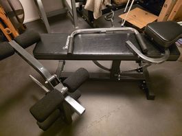 Ironmaster Hantelbank + Dip Halterung + Beinbeuger/-strecker