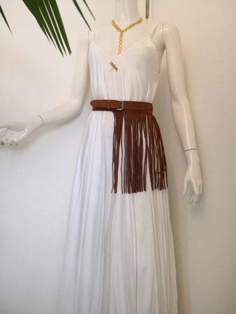 🤩BOHO-CHIC KLEID WEISS MIT GOLD LIBELLE & D&D&G P.