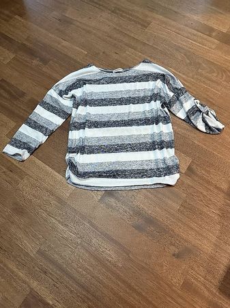 Pullover / Pulli gestreift grau - 3/4 - 1/1 Arm - M - Herbst
