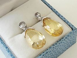 Silber 925 Ohrringe mit Natur-Citrin, elegant & edel - Neu