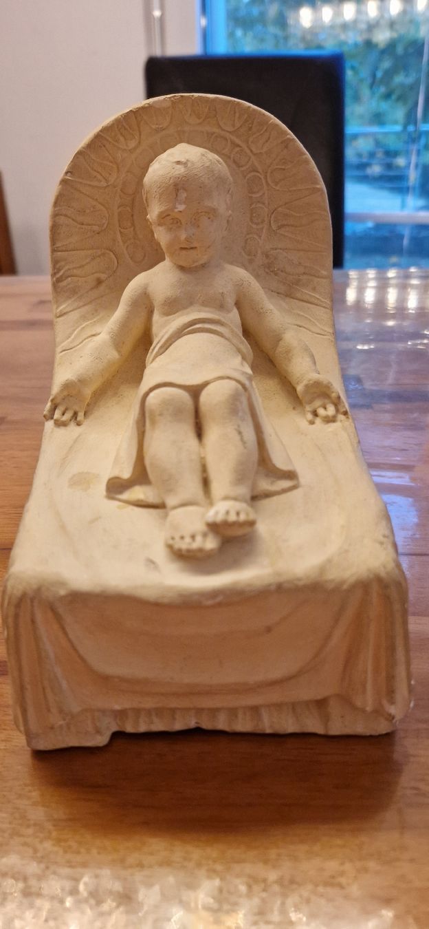 Statuette: Jesuskind Figur R. Payer Gips weiss – Usato da Hendschiken venduto da Eifel65 1