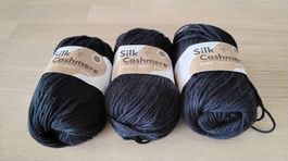 Seide Kaschmir Wolle schwarz 3 Knäuel à 50g NEU